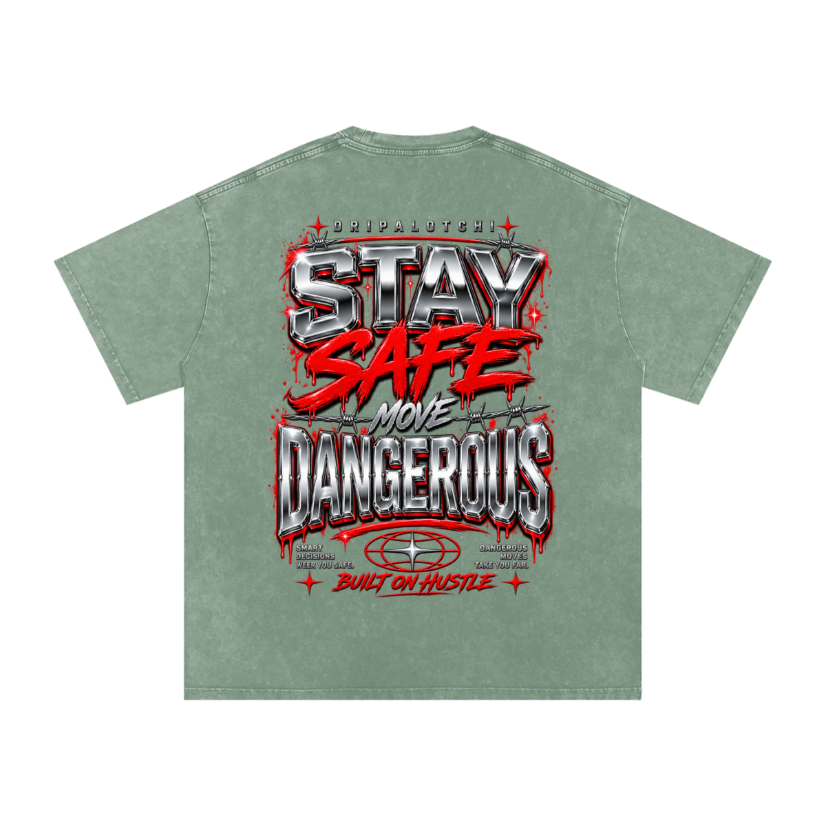 DRIPALOTCHI PRAYED UP Snow Washed Oversized Cotton T-Shirt