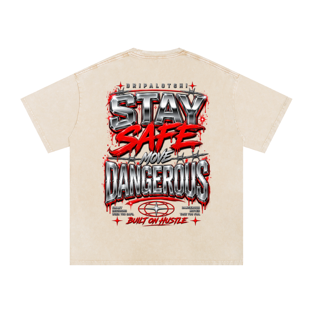 DRIPALOTCHI PRAYED UP Snow Washed Oversized Cotton T-Shirt