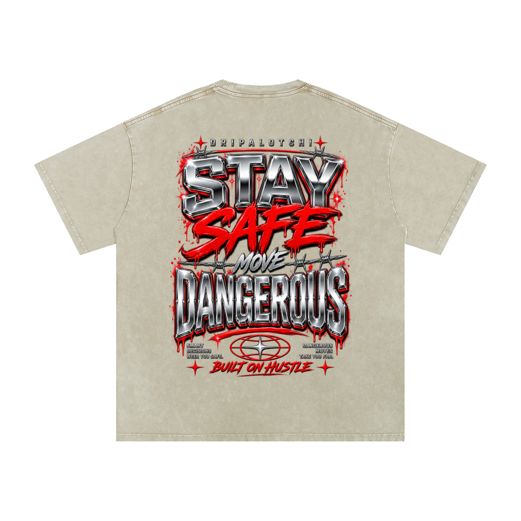 DRIPALOTCHI PRAYED UP Snow Washed Oversized Cotton T-Shirt
