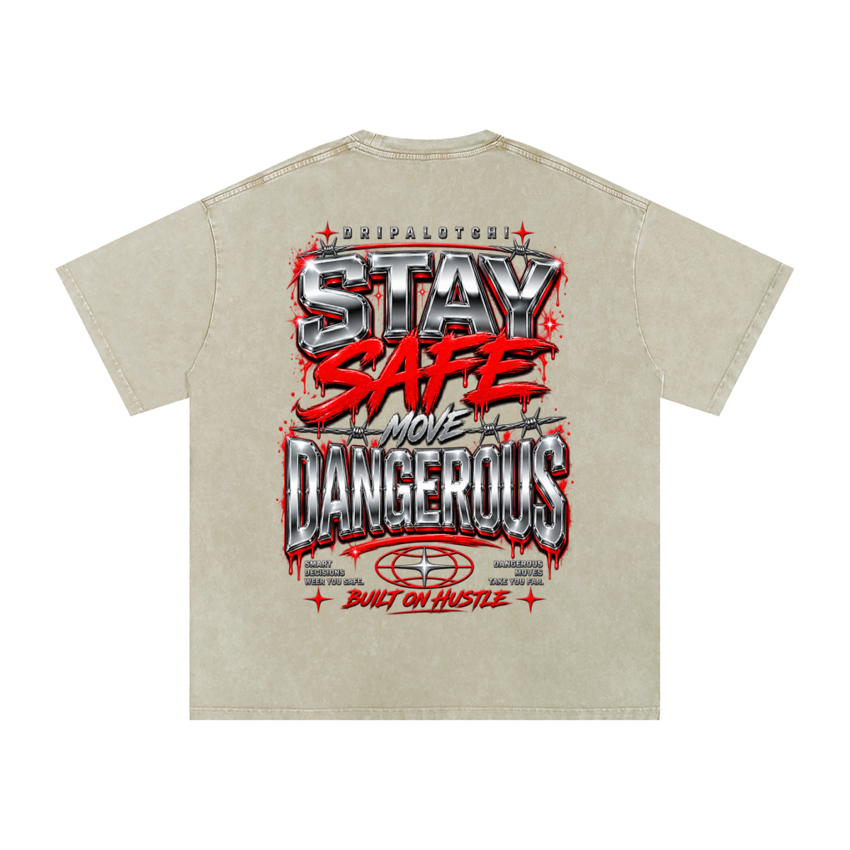 DRIPALOTCHI PRAYED UP Snow Washed Oversized Cotton T-Shirt